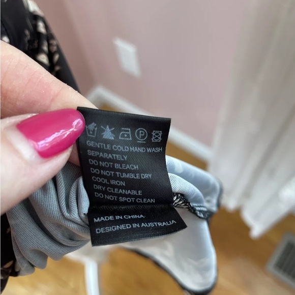 Zimmermann 100% Silk A-Line Black Printed Long Sleeve Ruffle Wrap Dress - Picture 9 of 10